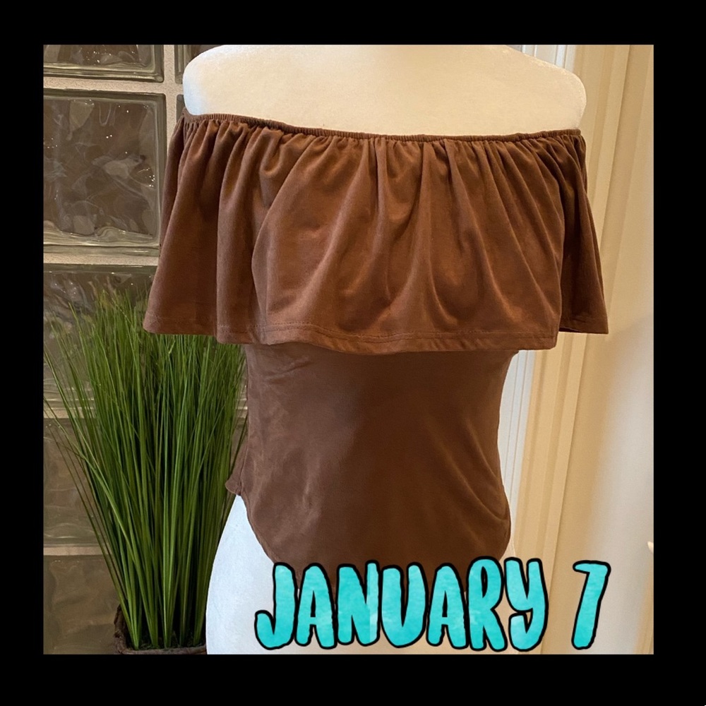 Beautiful brushed suede like off the shoulder top
